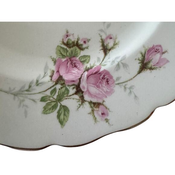 VTG Canonsburg Pottery Keystone Gold Trim Plates (4) Moss Rose USA Made Set READ - Picture 7 of 9